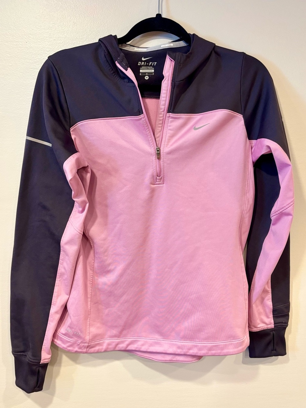 Nike Running Dri-FIT Purple Colorblock Half-Zip Performance Pullover Medium